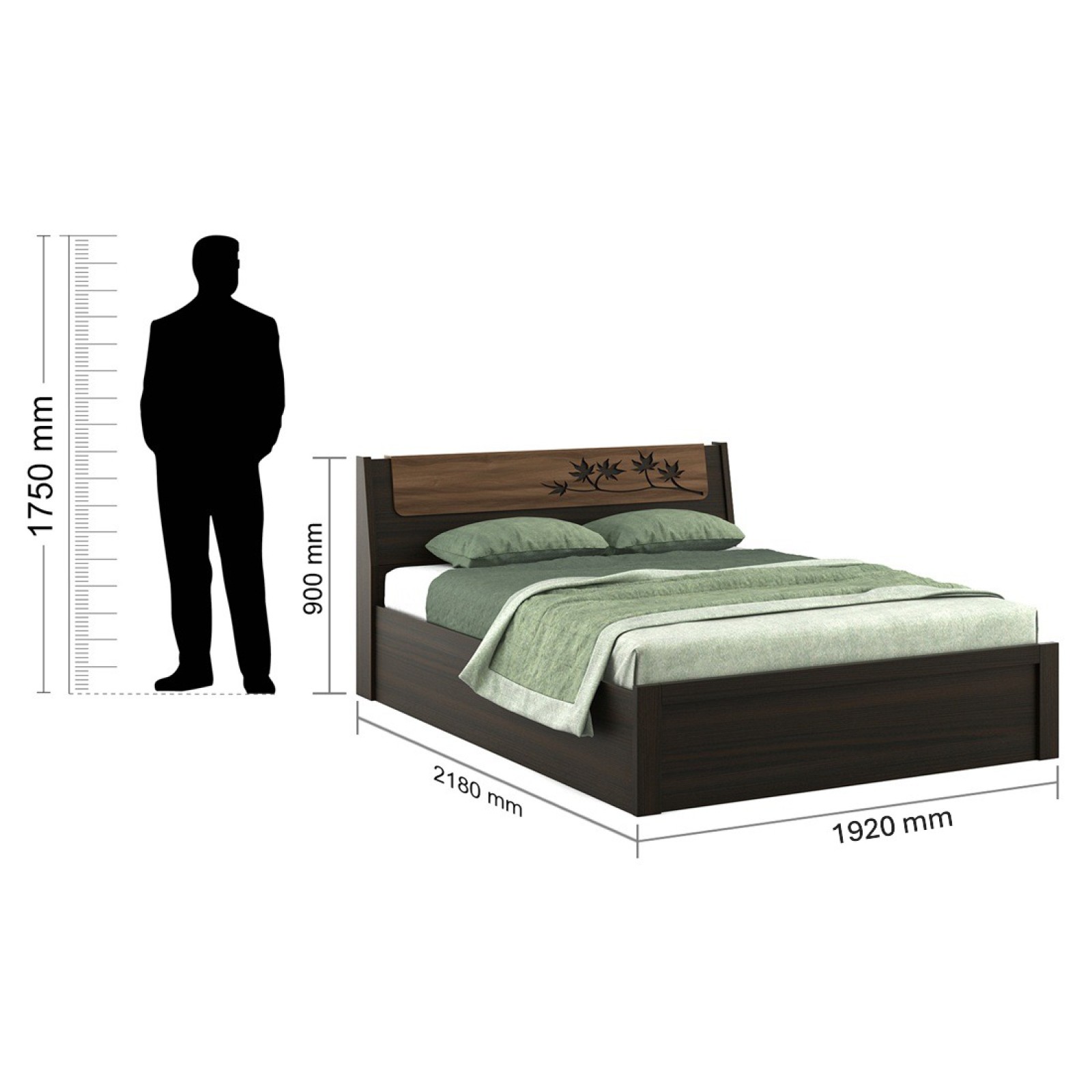 Maple V3 King Bed With 3/4th Lift On Storage - Fumed Oak (woodpore)